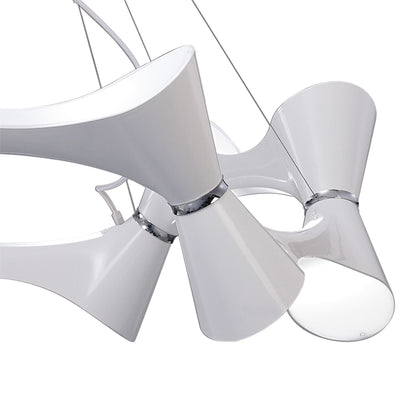 Mantra M1543 Ora Pendant 12 Twisted Round Light E27, Gloss White/White Acrylic/Polished Chrome