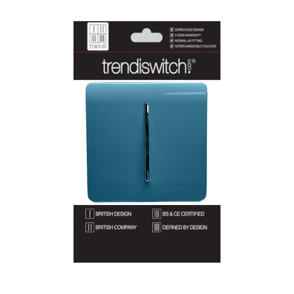 Trendi 1 Gang 2 Way 240V Screwless Artistic Modern Glossy 10 Amp Chrome Rocker Electrical Wall Light Switch in Ocean Blue (5 pack)