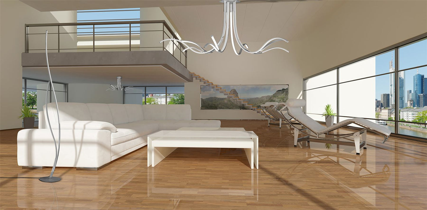 Mantra M6108 Corinto Floor Lamp 174cm, 30W LED, 3000K, 2400lm Dimmable, Silver Chrome, 3yrs Warranty