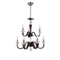Diyas Nardini 65cm  2 Tier 9 Light E14 Polished Chrome Dark Brown Faux Leather/Crystal Ceiling Pendant Light Fitting