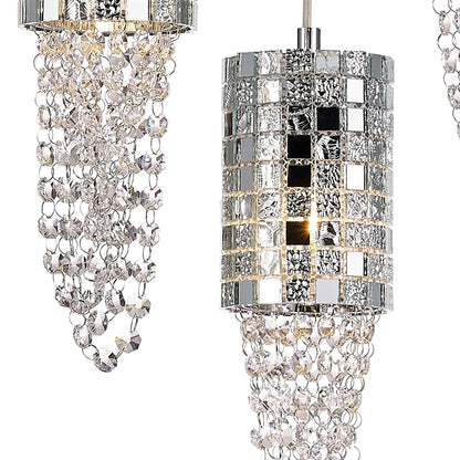 Diyas Camden 35cm  3 Light G9 Round Polished Chrome/Mosaic Glass/Crystal Ceiling Pendant Light Fitting