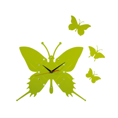 Diyas Home (DH) Infinity Butterfly Clock Green/Crystal Wall