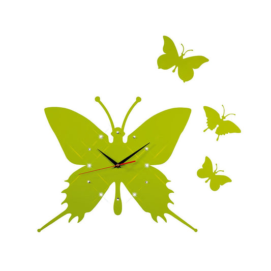 Diyas Home (DH) Infinity Butterfly Clock Green/Crystal Wall