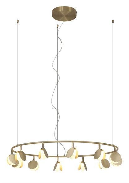 Mantra Shell 86cm 12 Light Pendant, Round, 50W LED, 3000K, 2650lm, Gold, 3yrs Warranty