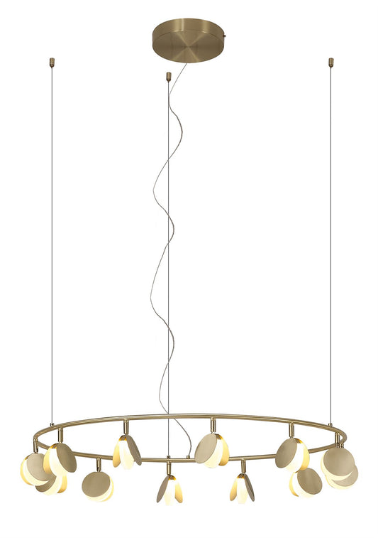 Mantra Shell 86cm 12 Light Pendant, Round, 50W LED, 3000K, 2650lm, Gold, 3yrs Warranty