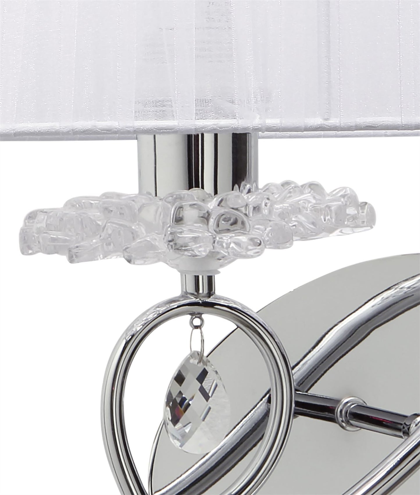 Mantra M5276 Louise Wall Light Right 2 Light E27 with White Shade Polished Chrome/Clear Crystal