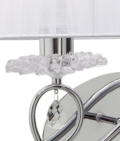 Mantra M5276 Louise Wall Light Right 2 Light E27 with White Shade Polished Chrome/Clear Crystal