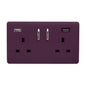 Plum Screwless 2 Gang Switched Double Socket 13A With 1 x USB-A & 1 x USB-C 45W (Shared), (35mm Back Box Req.), 10yrs Warranty