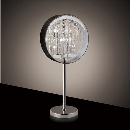 Diyas Geo Crystal Table Lamp with Black Shade 7 Light G4 Polished Chrome, NOT LED/CFL Compatible