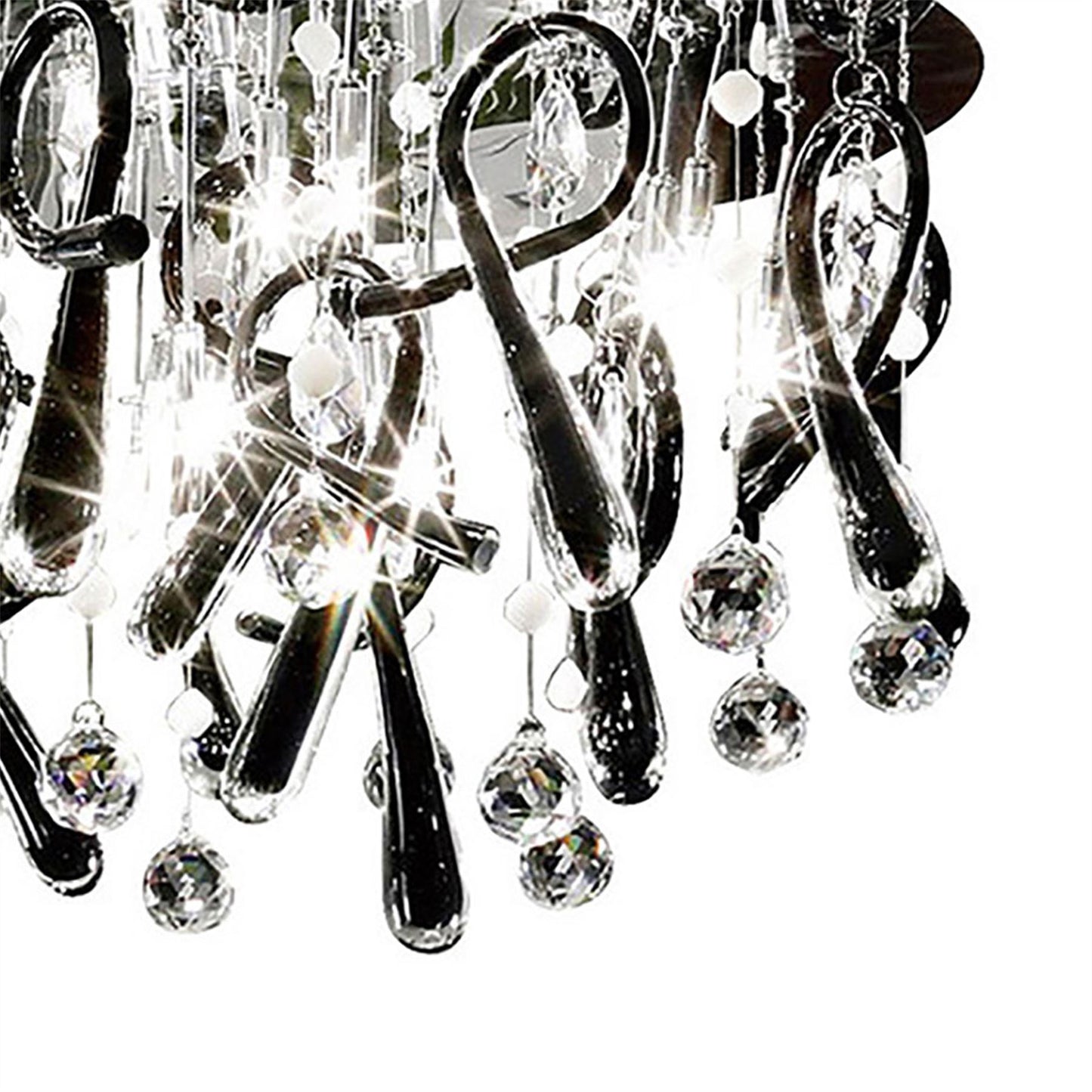 Diyas Class 60cm Flush  Round 20 Light G4 Polished Chrome/Black Glass/Crystal Ceiling Light Fitting