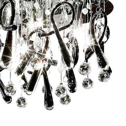 Diyas Class 60cm Flush  Round 20 Light G4 Polished Chrome/Black Glass/Crystal Ceiling Light Fitting