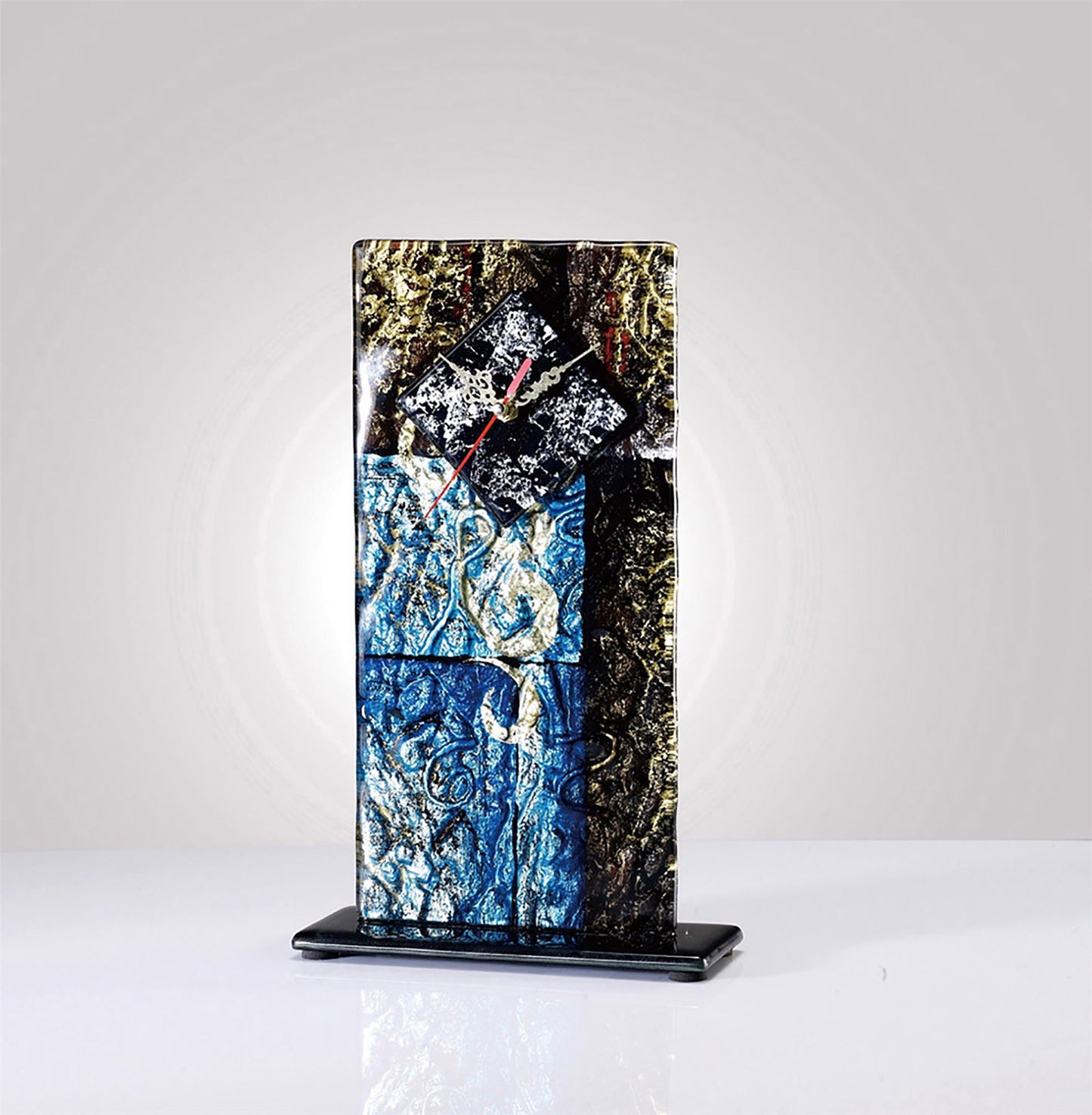 Diyas Home (DH) Delphia Glass Art Clock Brown/Blue/Multi-Colour Glitter