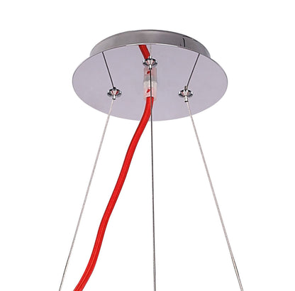 Mantra M1560 Ora Pendant 6 Flat Round Light E27, Gloss Red/White Acrylic/Polished Chrome
