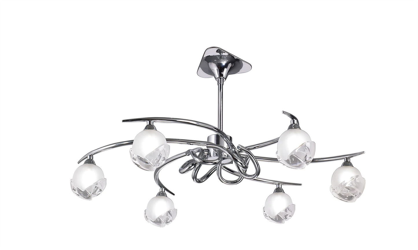 Mantra M0801 Fragma Telescopic Semi Flush Convertible 6 Light G9, Polished Chrome