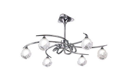 Mantra M0801 Fragma Telescopic Semi Flush Convertible 6 Light G9, Polished Chrome
