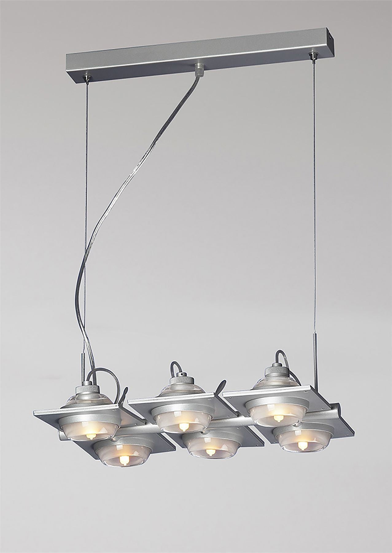 Mantra (0040 002) Ull Rectangular Pendant 6 Light G9 Silver Grey