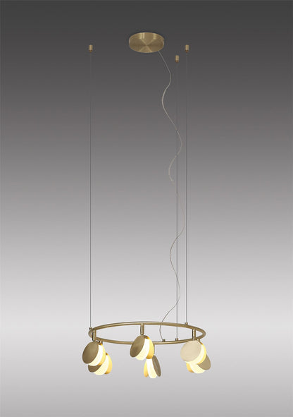 Mantra Shell 46cm 6 Light Pendant, Round, 30W LED, 3000K, 1590lm, Gold, 3yrs Warranty