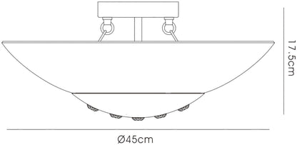 Diyas Amada 45cm Flush  6 Light G9, Polished Chrome/Opal White Glass Ceiling Light Fitting
