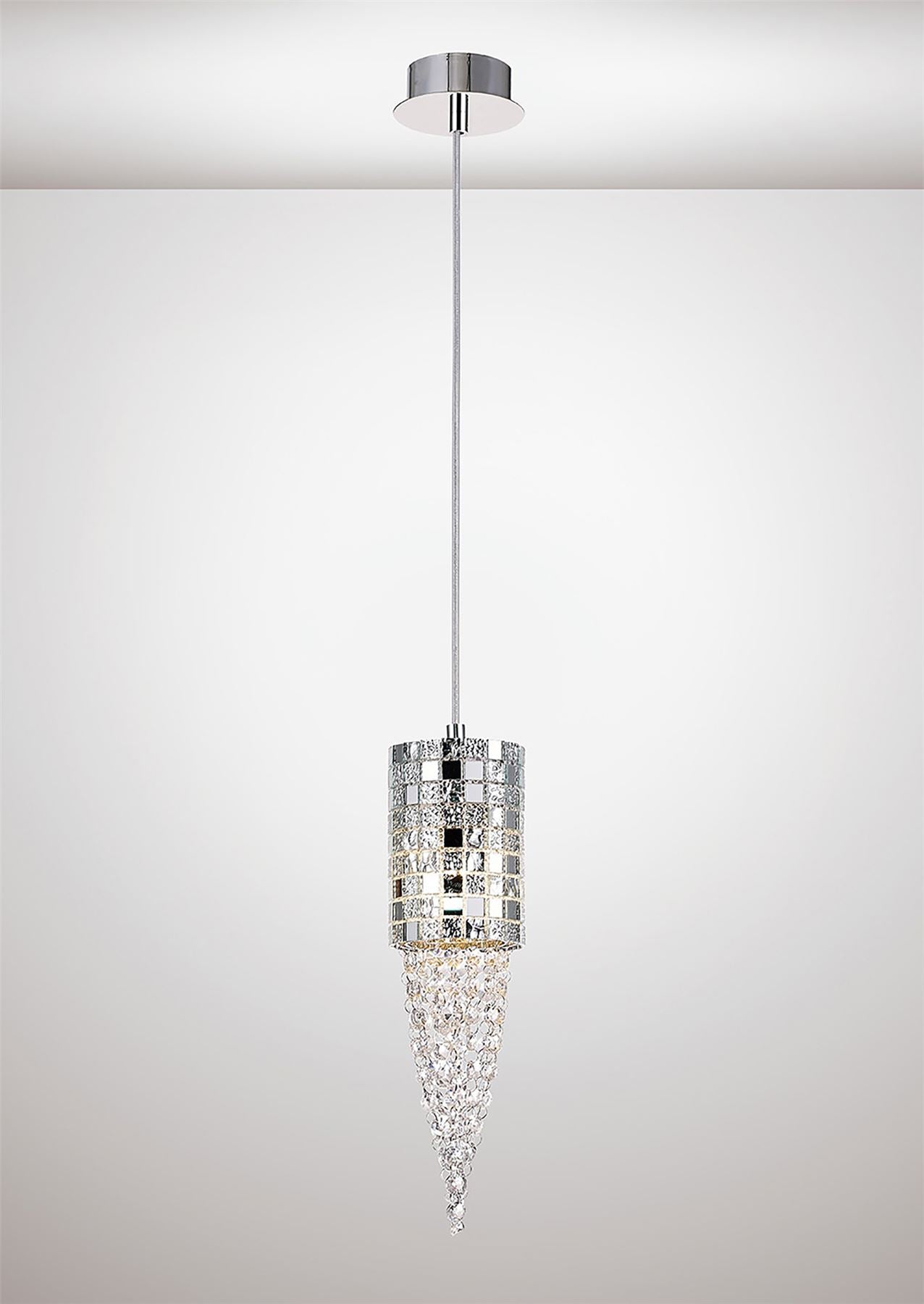 Diyas Camden 10cm Single  1 Light G9 Polished Chrome/Mosaic Glass/Crystal Ceiling Pendant Light Fitting