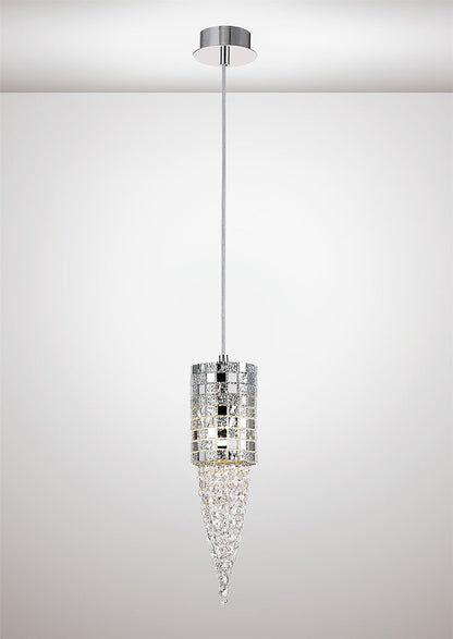 Diyas Camden 10cm Single  1 Light G9 Polished Chrome/Mosaic Glass/Crystal Ceiling Pendant Light Fitting