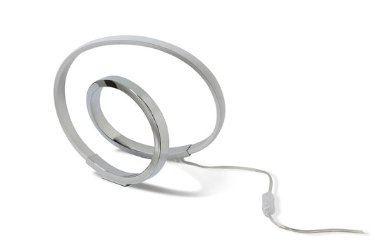 Mantra M5383 Infinity Table Lamp 12W LED 3000K, 1000lm, Silver/Polished Chrome/White Acrylic, 3yrs Warranty