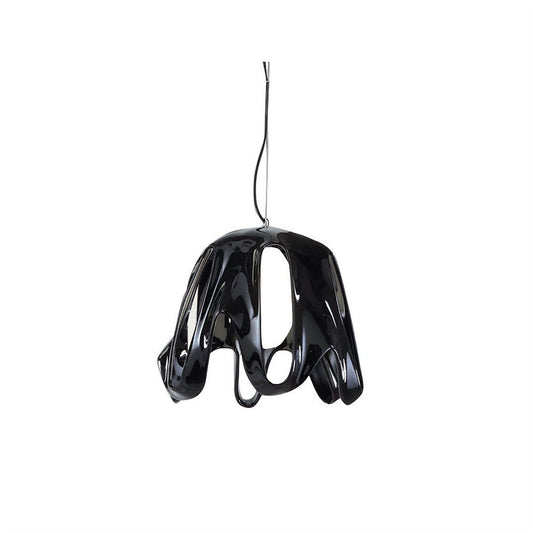 Mantra M3741 Phantom Pendant 1 Light E27, Gloss Black/Frosted White Glass/Polished Chrome