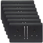 Trendi 2 Gang Artistic Modern Glossy 13 Amp Switched Plug Socket Matt Black (7 Pack)