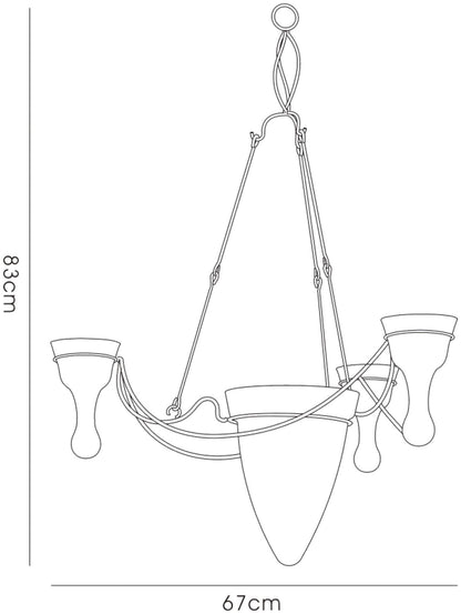 Diyas Home (DH) Tessa  3 Arm Polished Chrome/Clear Glass Ceiling Pendant Light Fitting