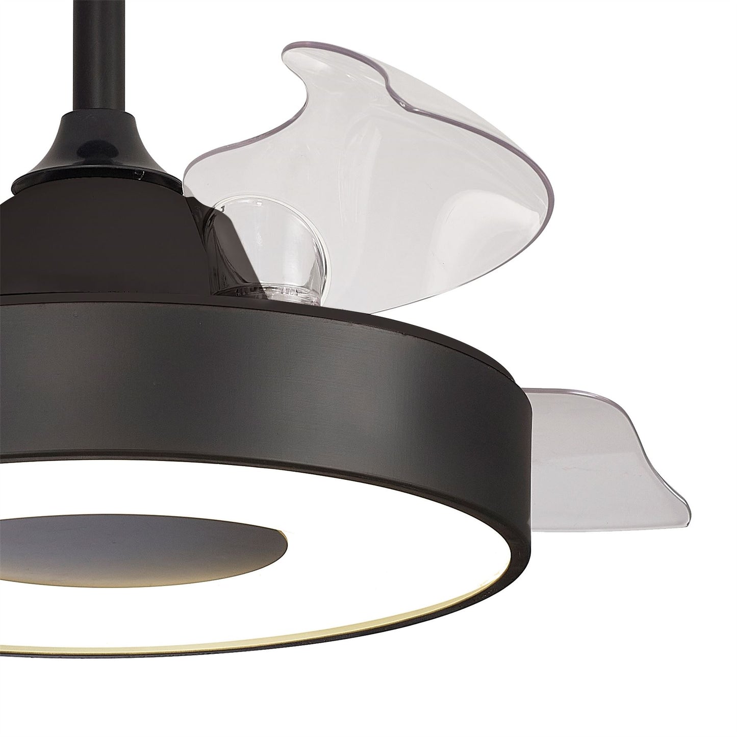 Coin Mini 45W LED Dimmable Ceiling Light With Built-In 25W DC Reversible Fan, Remote & APP Control, Black, 2500lm, 5yrs Warranty