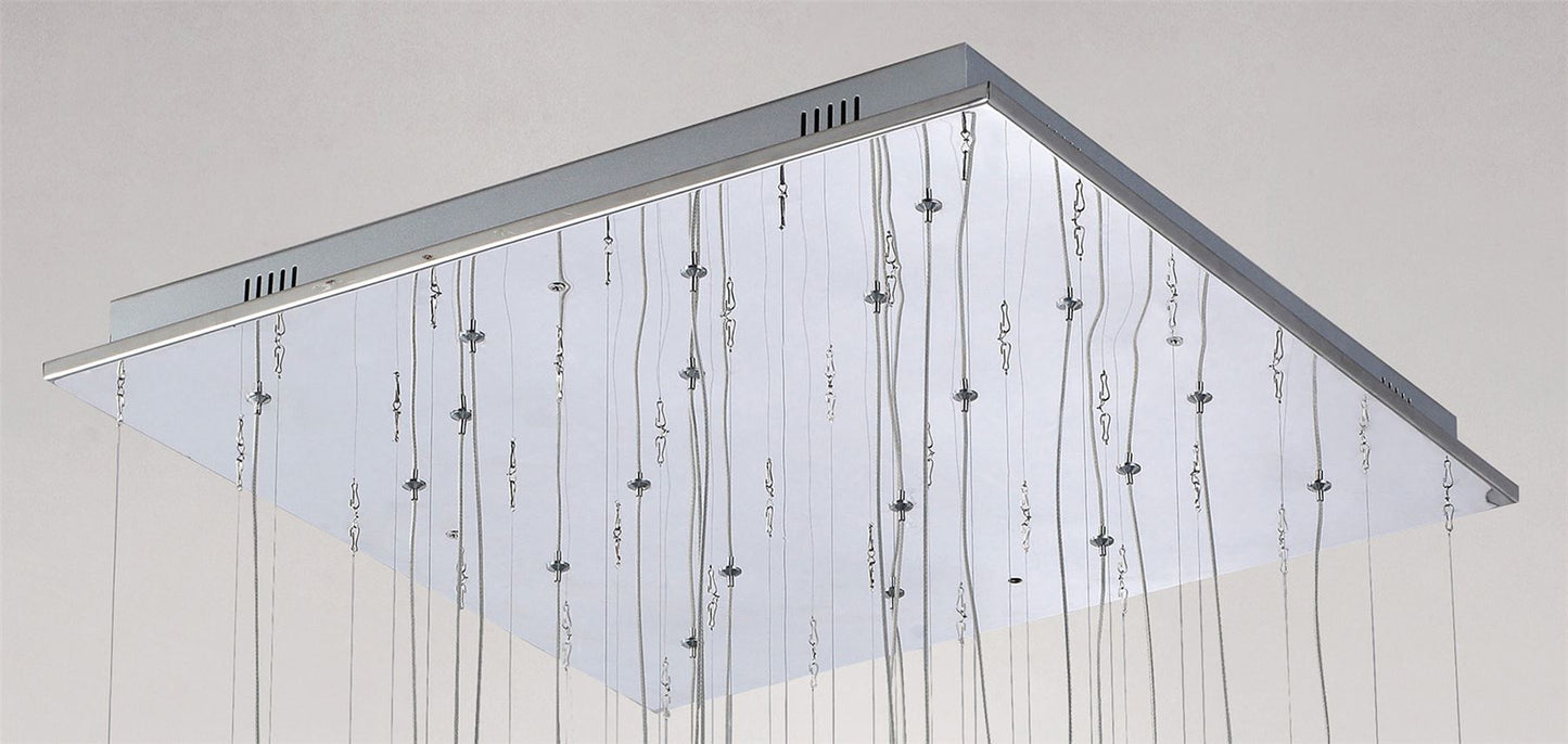 Diyas Class  Square 20 Light G4 Polished Chrome/White Glass/Crystal, NOT LED/CFL Compatible Ceiling Pendant Light Fitting