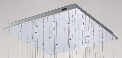 Diyas Class  Square 20 Light G4 Polished Chrome/White Glass/Crystal, NOT LED/CFL Compatible Ceiling Pendant Light Fitting