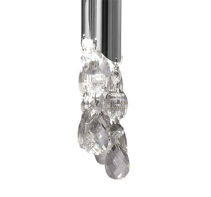 Mantra M3852 Tiffany Pendant 4+4 Light E14+G9, Polished Chrome with White Shades & Clear Crystal