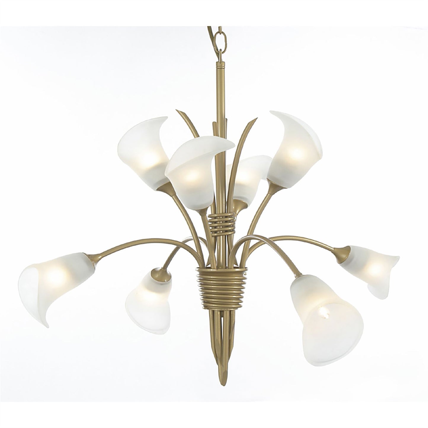 Diyas Ancona 61cm  8 Light G9 Satin French Gold/Frosted Glass Ceiling Pendant Light Fitting