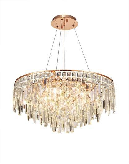 Diyas Maddison 60cm  Round 8 Light G9 Rose Gold/Crystal Ceiling Pendant Light Fitting