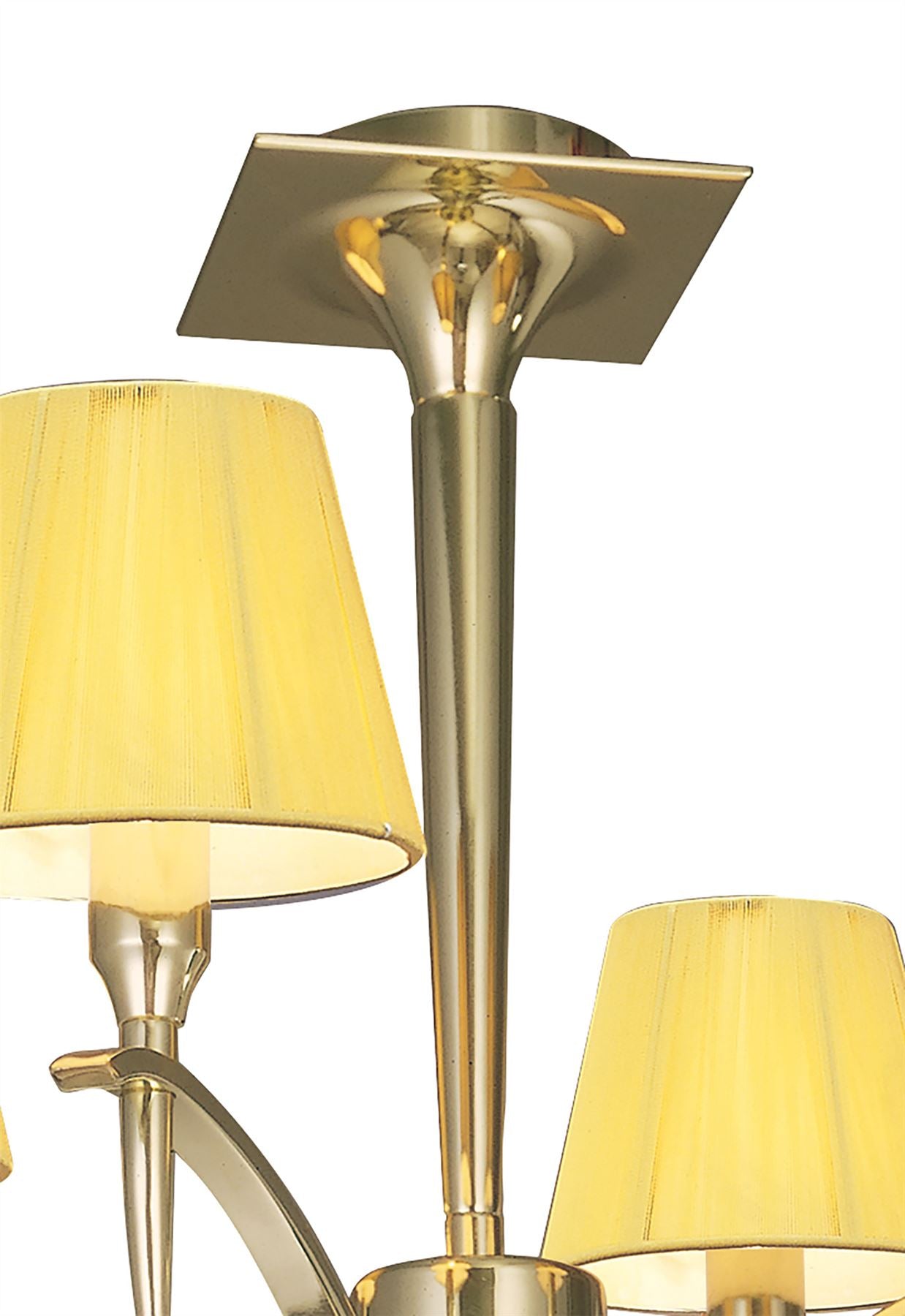 Mantra Siena 55cm Semi Flush Round 4 Light E14, Polished Brass with Amber Cream Shades and Clear Crystal
