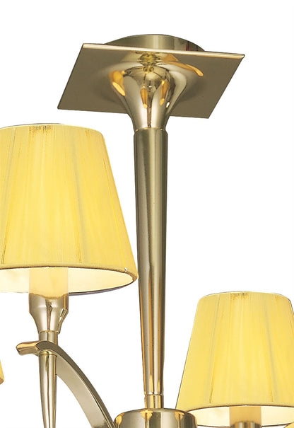 Mantra Siena 55cm Semi Flush Round 4 Light E14, Polished Brass with Amber Cream Shades and Clear Crystal
