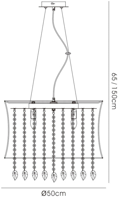 Diyas Niki 50cm  4 Light E14 with Brown Shade Polished Chrome/Coffee Crystal Ceiling Pendant Light Fitting