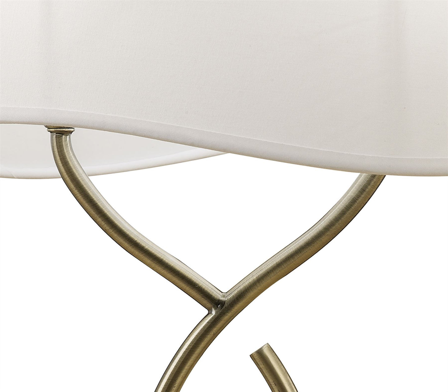 Mantra Ninette Table Lamp 2 Light E14 Large, Antique Brass with Ivory White Shade