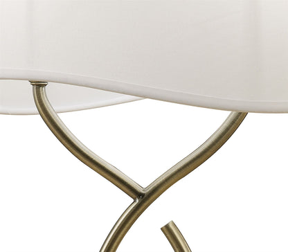 Mantra Ninette Table Lamp 2 Light E14 Large, Antique Brass with Ivory White Shade