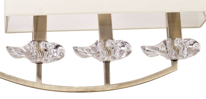 Mantra Akira Linear Pendant 2 Arm 6 Light E14, Antique Brass with Cream Shades