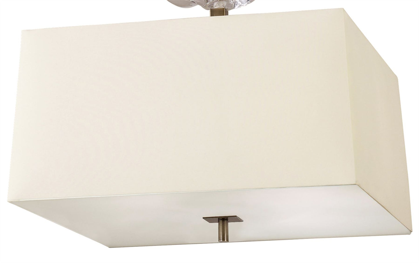 Mantra Akira Square Pendant 4 Light E27, Antique Brass/Frosted Glass with Cream Shade