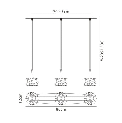 Mantra M3921 O2 Linear Pendant 3 Light G9 Line Small, Polished Chrome