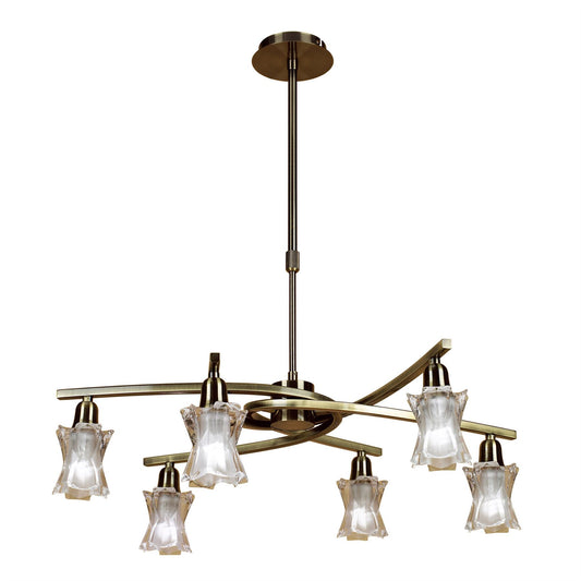 Mantra Alaska GU10 64cm Pendant Convertible To Semi Flush 6 Light L1/SGU10, Antique Brass, CFL Lamps INCLUDED