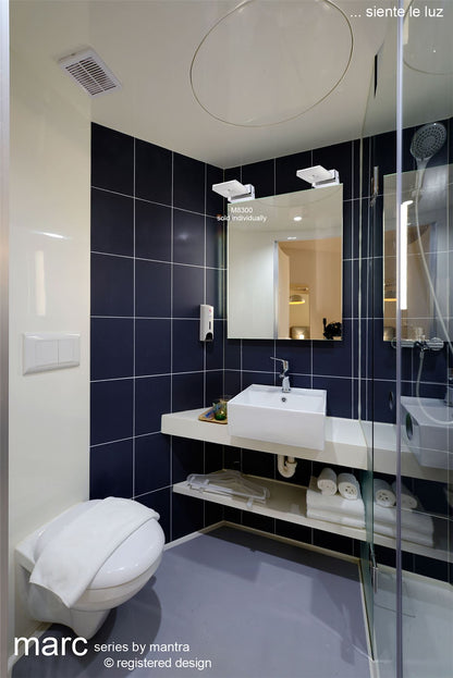Mantra Fusion Marc Wall Light 1 Light 5W LED 3000K IP44, 450lm, Polished Chrome/Frosted Acrylic, 3yrs Warranty
