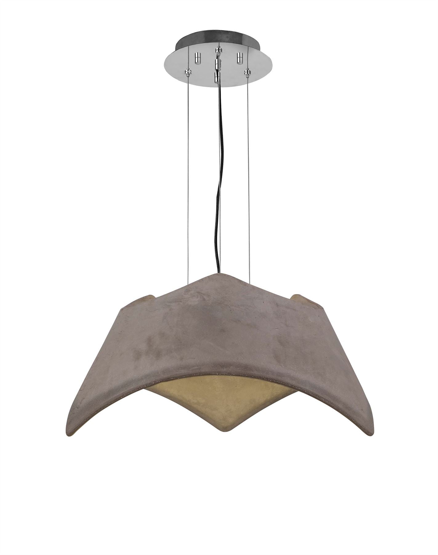 Mantra M4815 Maui Pendant 3 Light E27, Cement Effect/Polished Chrome