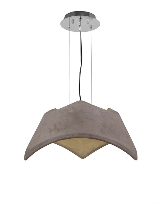 Mantra M4815 Maui Pendant 3 Light E27, Cement Effect/Polished Chrome