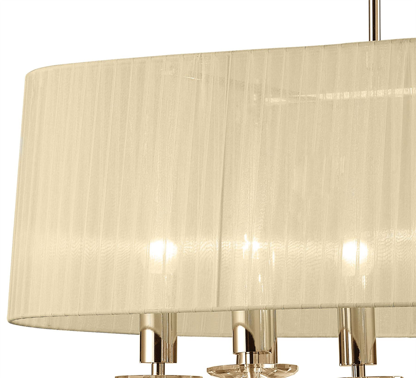 Mantra Tiffany Pendant 6+6 Light E27+G9 Oval, French Gold with Cream Shade & Clear Crystal