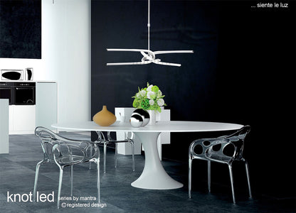 Mantra M4990 Knot Square Ceiling 40W LED 4 Looped Arms 3000K, 3100lm, Silver/Frosted Acrylic/Polished Chrome, 3yrs Warranty - M4990 Ceiling