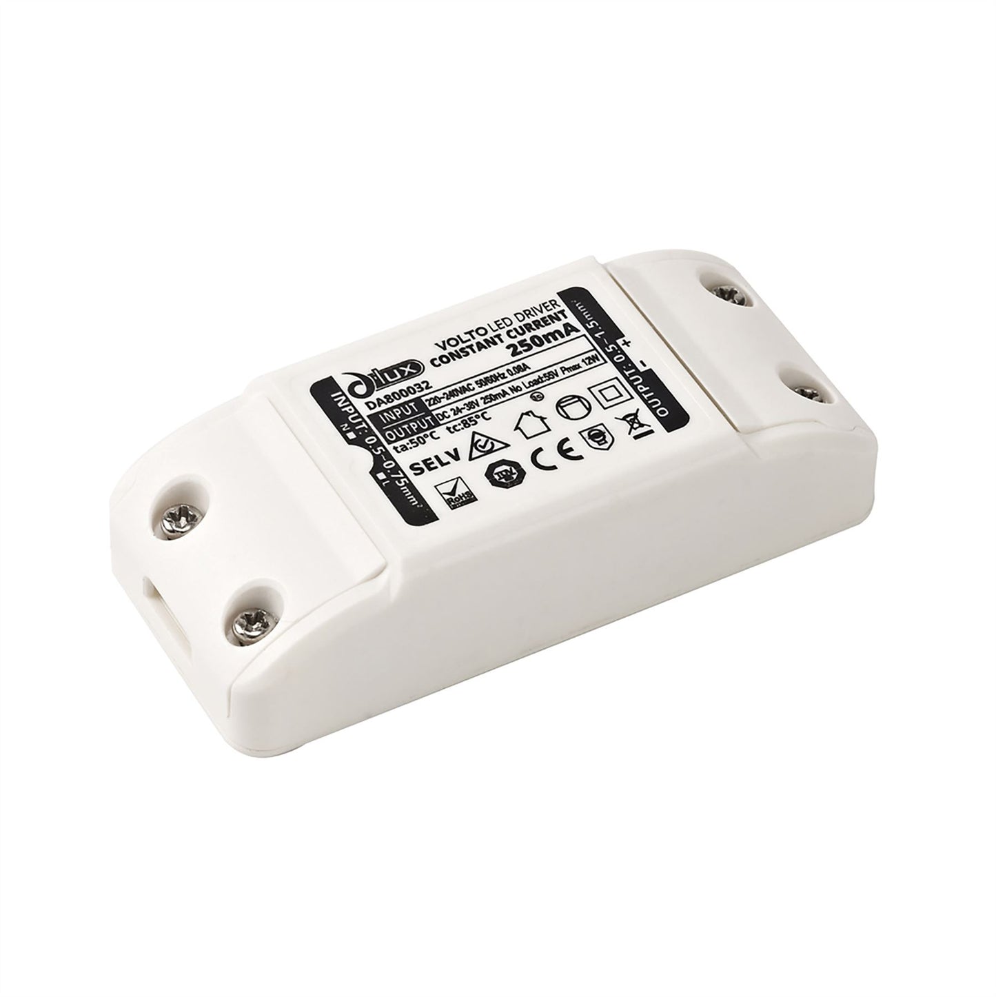Dlux Volto, 10W, Constant Current Independant LED Driver, Triac Dim, 250mA, Screw Connection Terminal, IP20, 5yrs Warranty