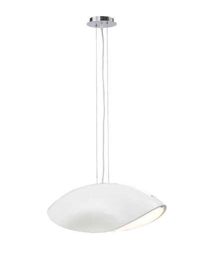 Mantra Pasion Rectangular Pendant 4 Light E27, Gloss White/White Acrylic/Polished Chrome, CFL Lamps INCLUDED